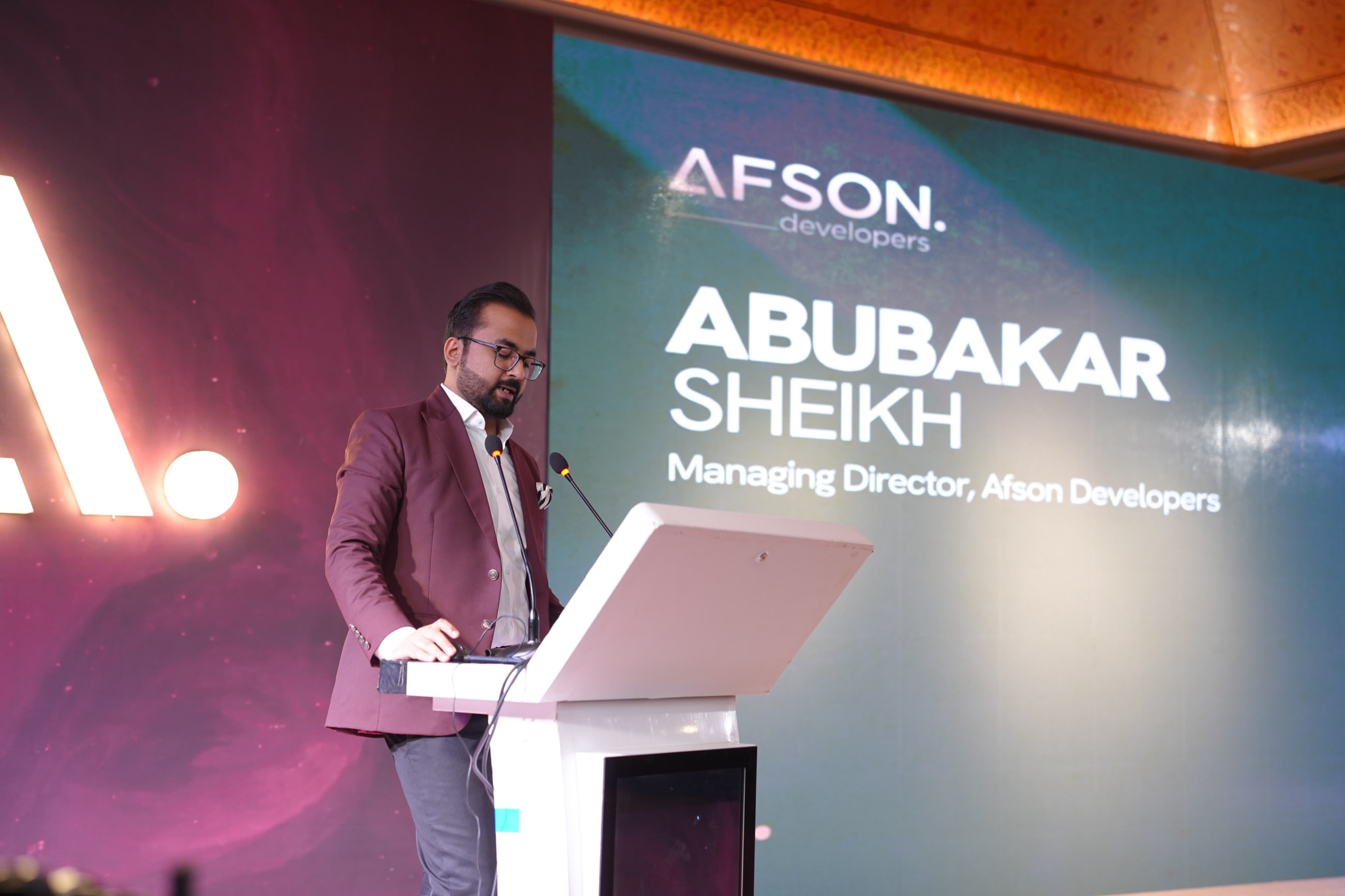 Mr. Abubakar Sheikh, Managing Director of Afson Developers, addressing the gathering